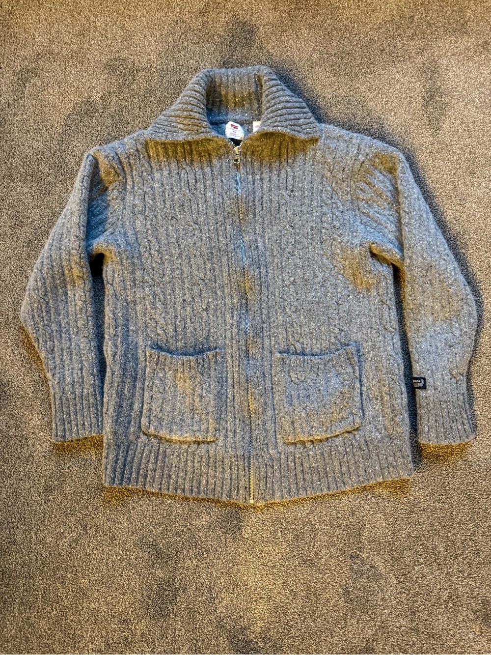 Levi's Gray Ribbed Zip-Up Women's Cardigan
